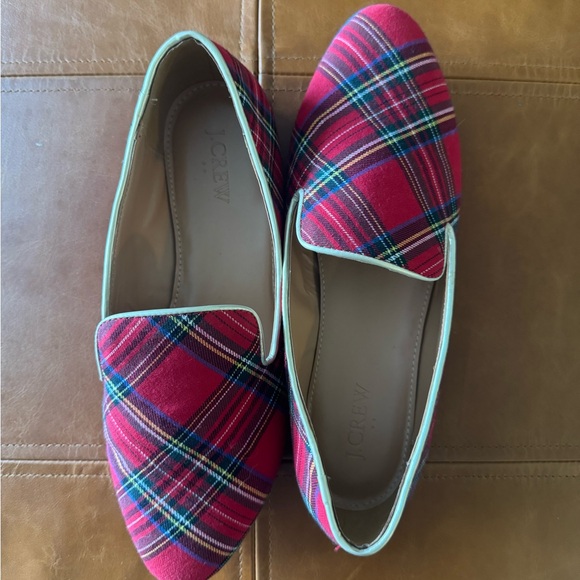 EUC JCrew Red Tartan Women's Loafers - Picture 4 of 5